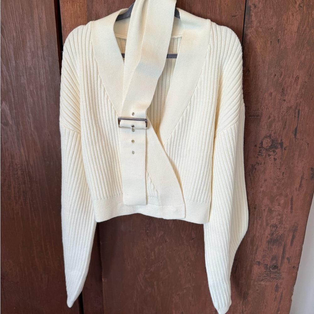 NONchalant Cream V-Neck Ribbed Sweater